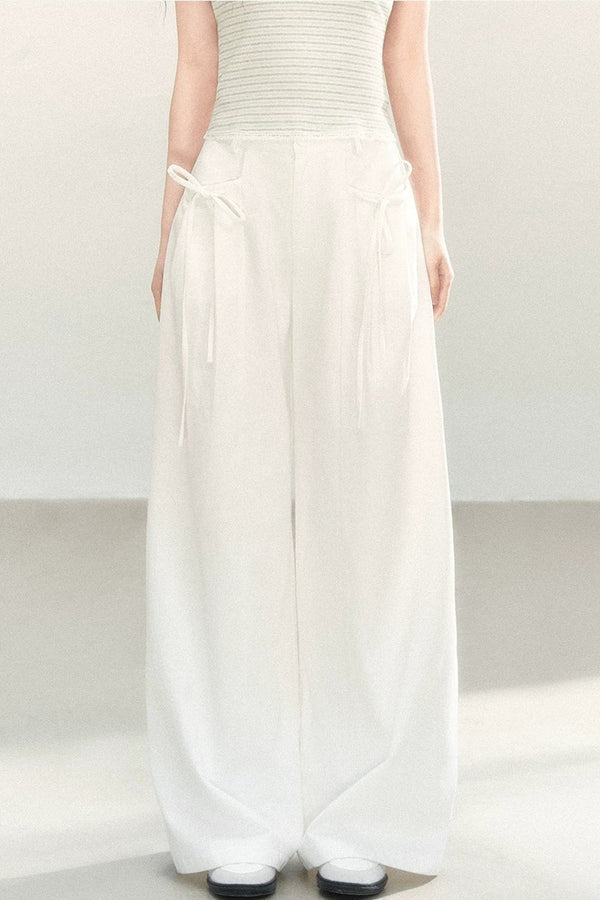 Pantalones de Pierna Ancha con Lazo