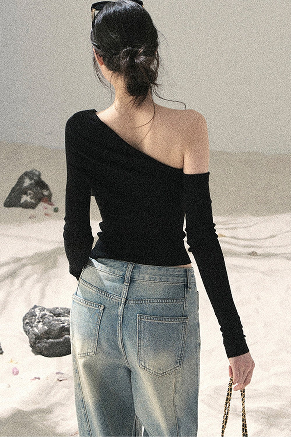 American-Style Rhinestone Wide-Leg Jeans