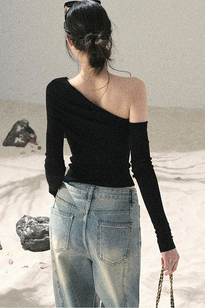 American-Style Rhinestone Wide-Leg Jeans