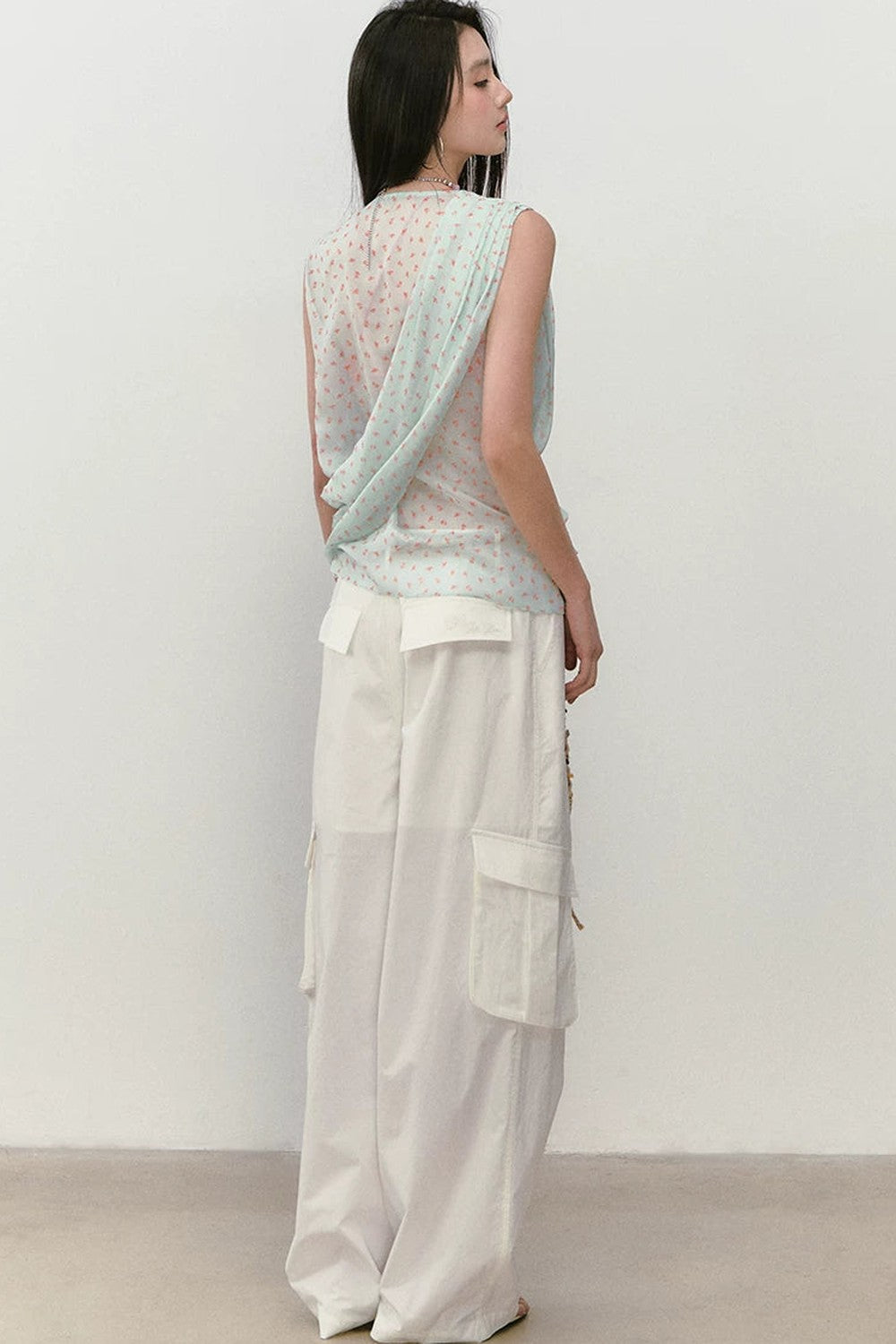 Mint Floral Cross-Neck Camisole Top
