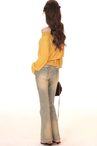 Vintage-Jeans in Blau mit hoher Taille
