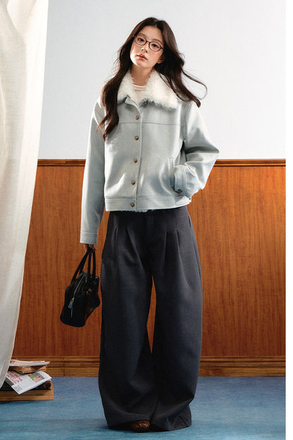 Light Blue Faux Shearling Jacket