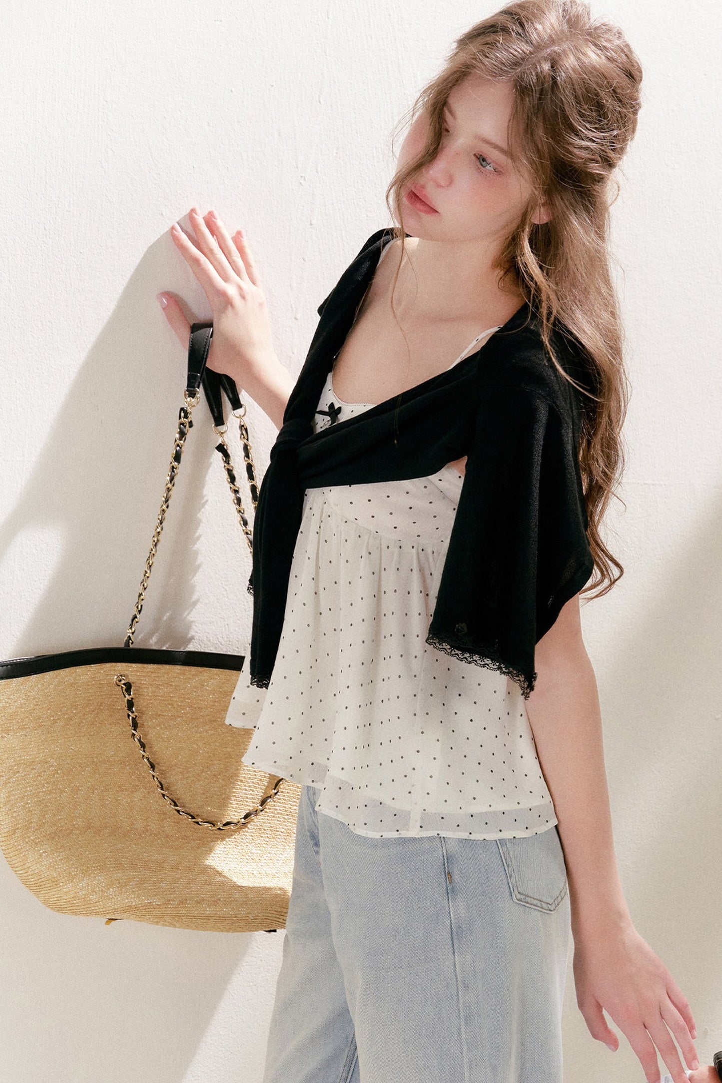 Sun-Protective Lace-Edged Knit Cardigan