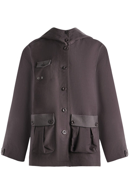 Workwear-Jacke mit Kapuze und Patchwork
