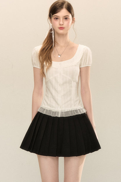 Camicia delicata a maniche corte