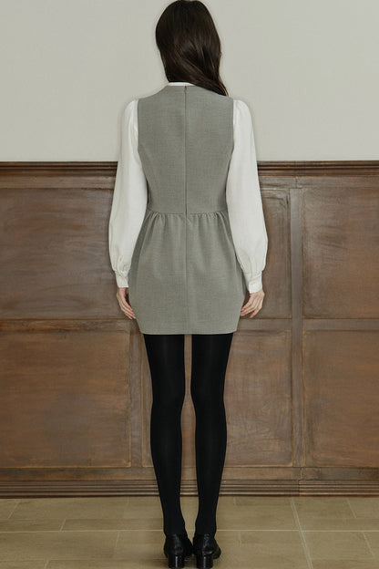 Loose Wool Blend Puff Sleeve Shirt