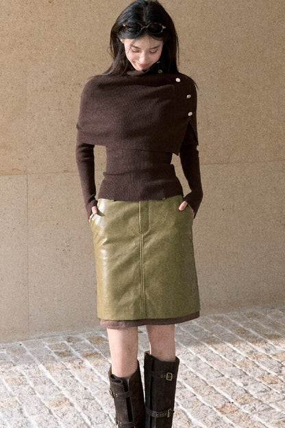 Autumn Thoughts Cape Knit Top and Base Layer Set