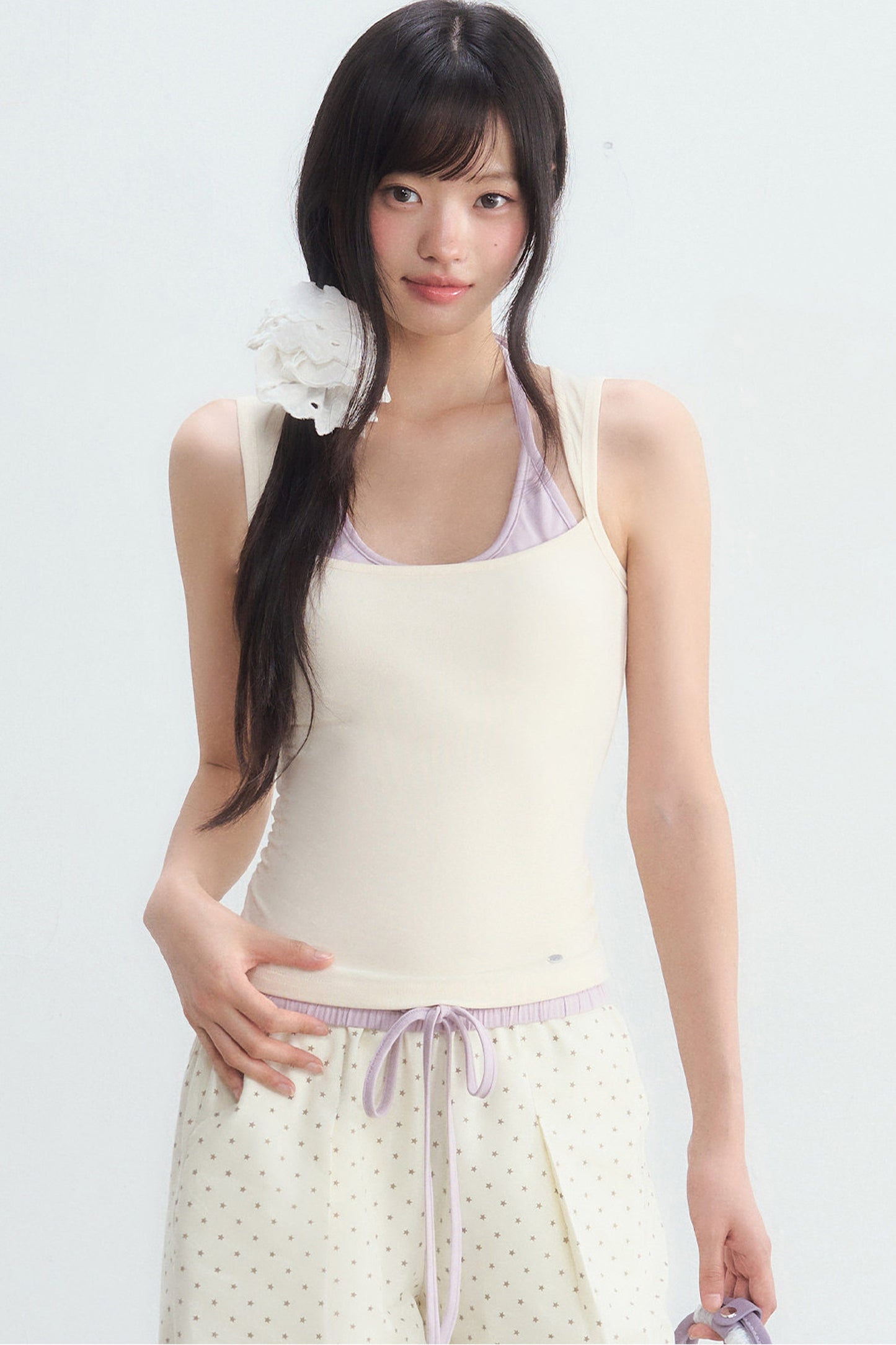 Halter Color-Blocked Camisole and Trousers Set