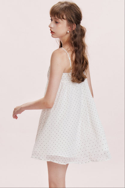 Chiffon Polka Dot A-Line Dress Set-Up