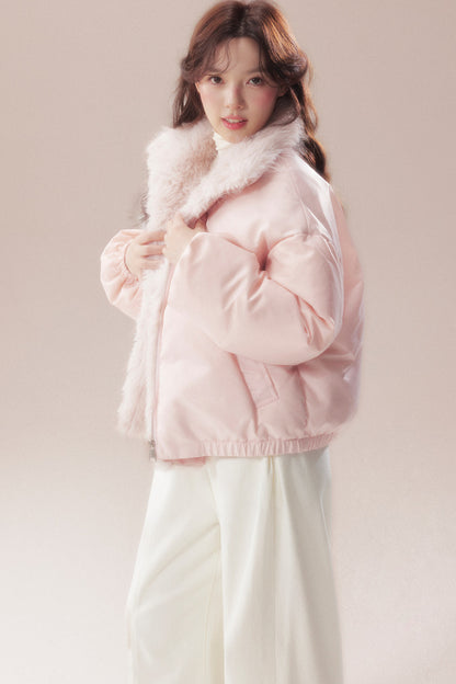 Patchwork Plush Down Jacket