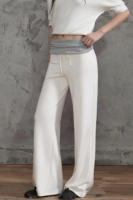 Color-Block Striped Wide-Leg Pants