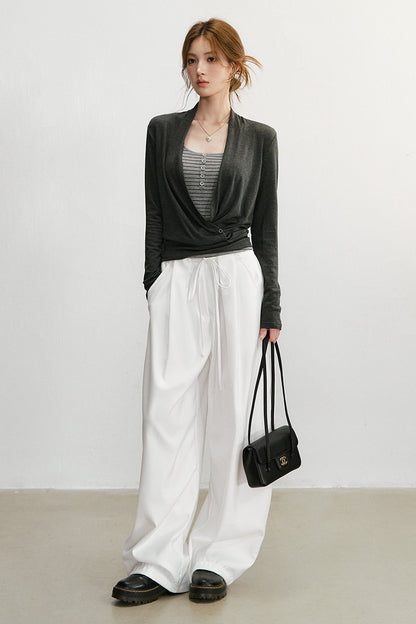 Cross V-Neck Knit Top and Camisole Set