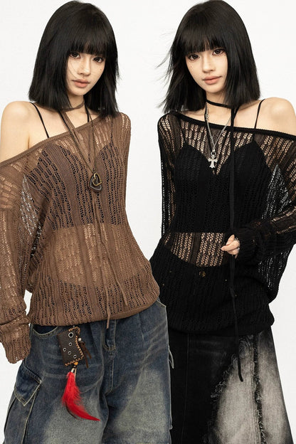 Sheer Mesh Knit Sweater