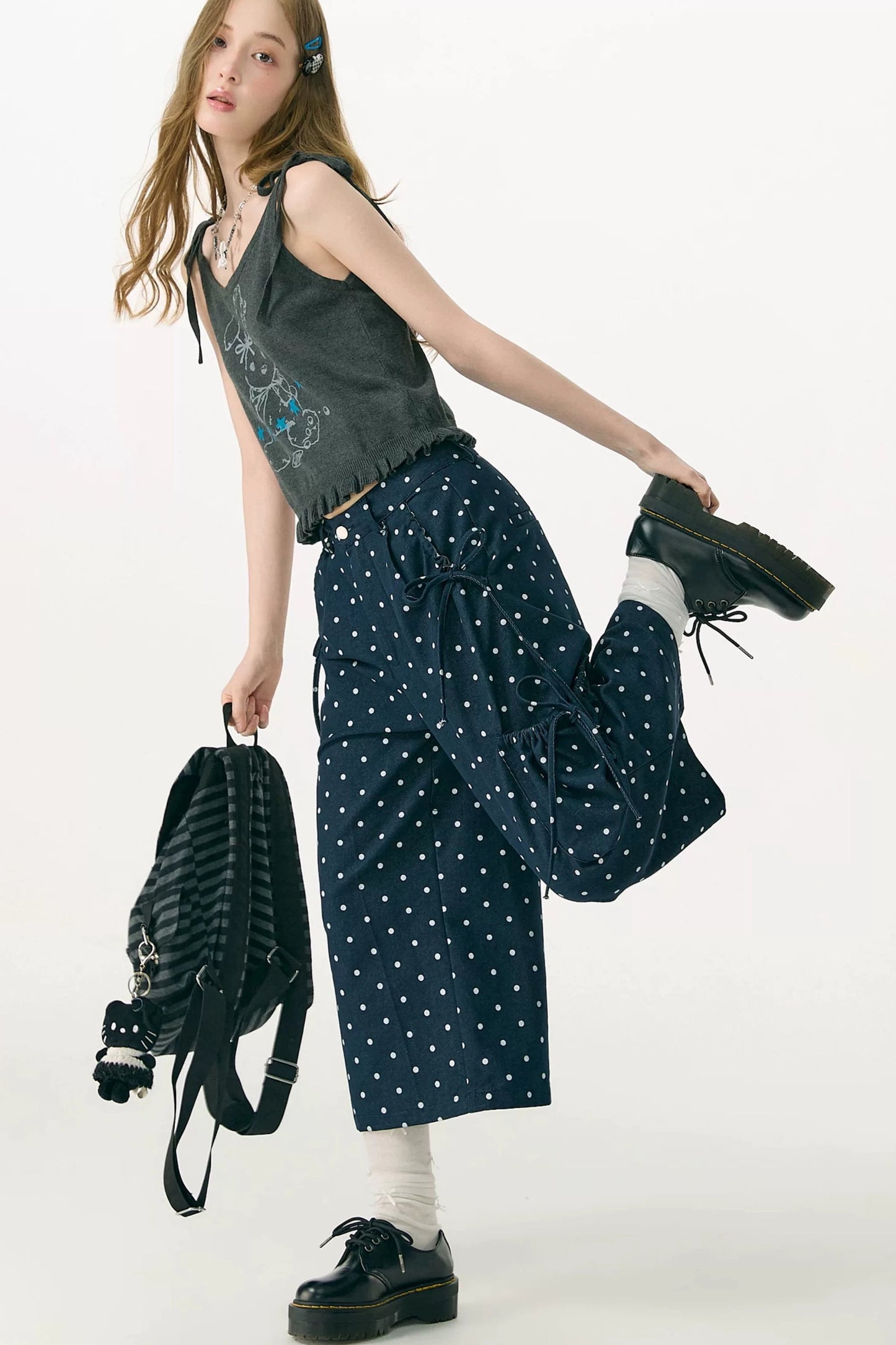 Playful Rabbit Tie-Up Tank Top