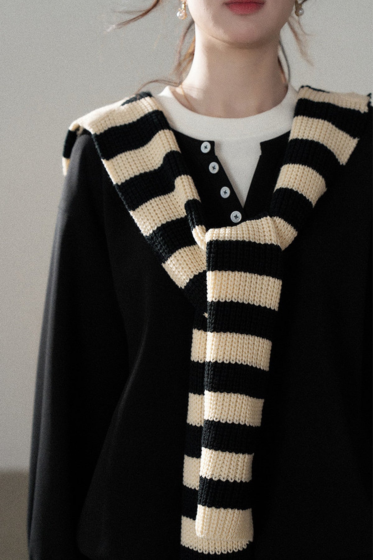 Hooded Shawl Sweatshirt and Wide-Leg Pants Set-Up