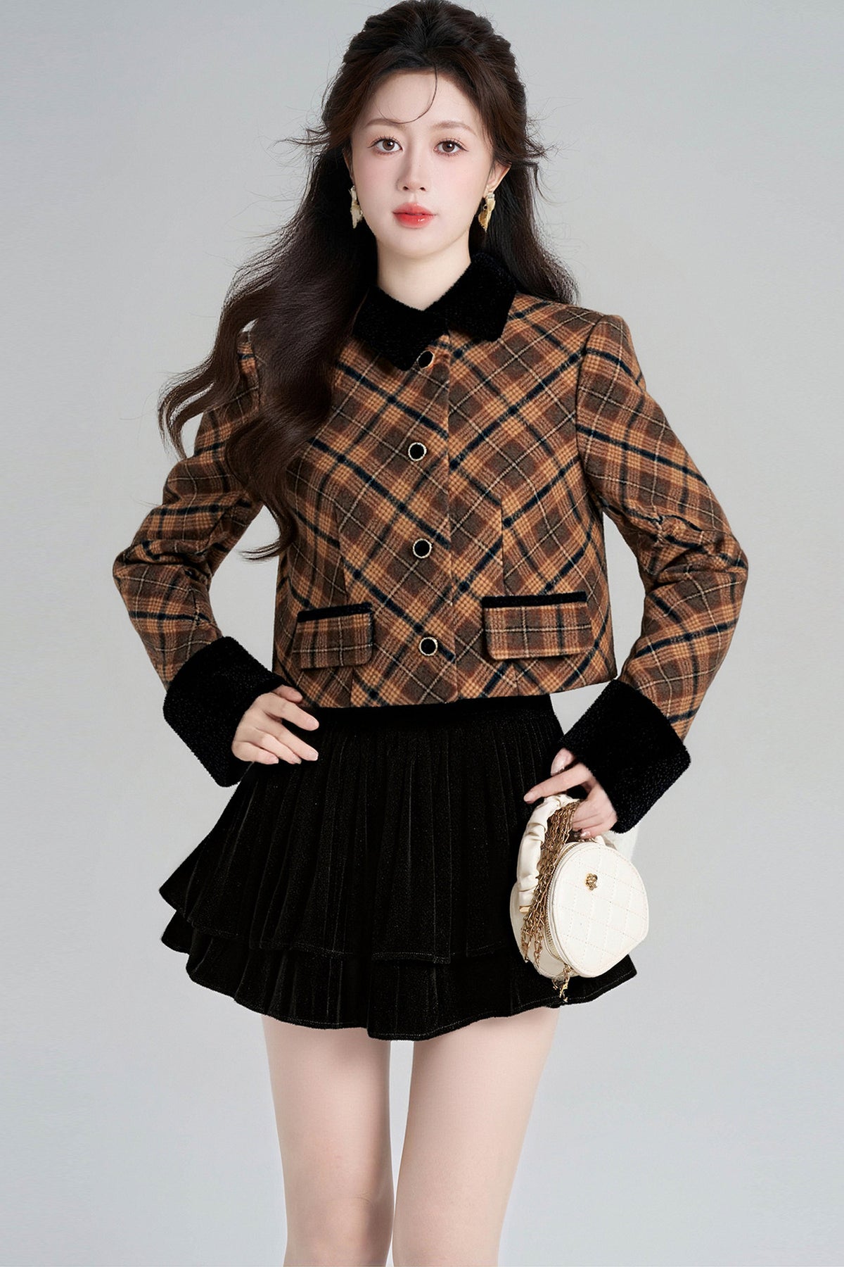 Plaid Jacket and Skirt Set-Up