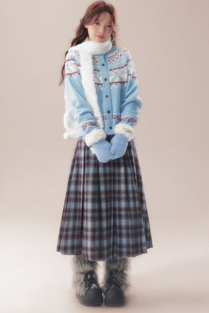 Bowknot Fair Isle Sweater Cardigan