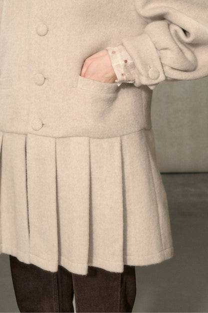 White Tea Letterhead Wool Blend Coat