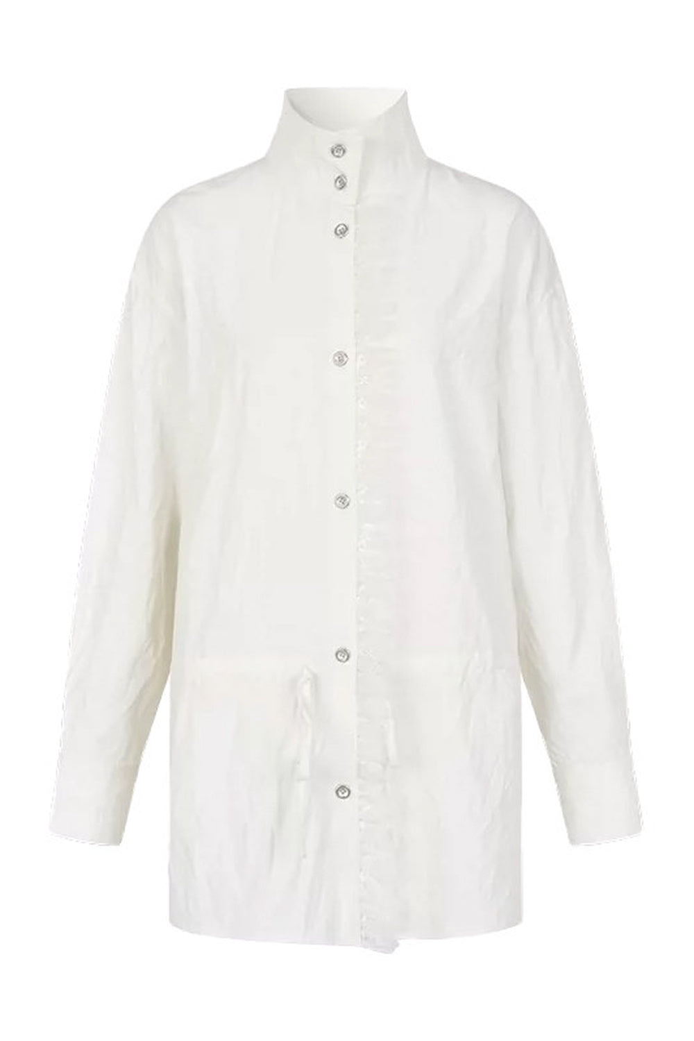 Oversized Crinkled Lace Drawstring Shirt