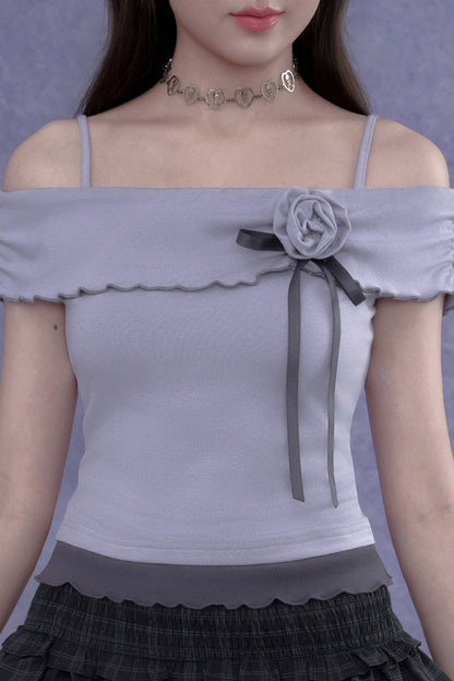 Sweet Light Purple One-Shoulder Top
