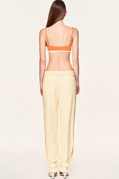 High-Waisted Fold-Over Waist Knit Pants