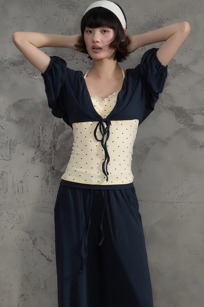 Polka Dot Camisole and Short Cardigan Set-Up