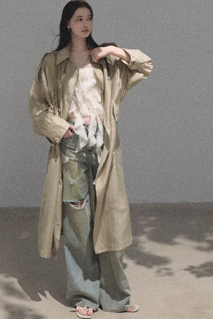 Vintage Distressed Ripped Denim Long Pants