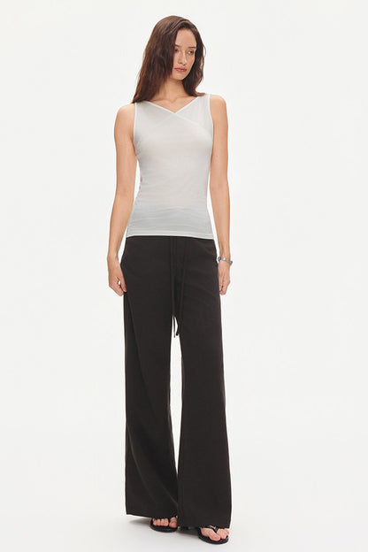 Drawstring Wide-Leg Trousers