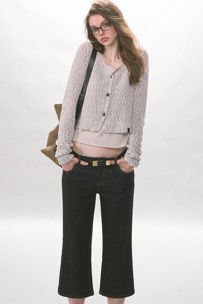 Textured Hollow-Out Knit Cardigan Jacket
