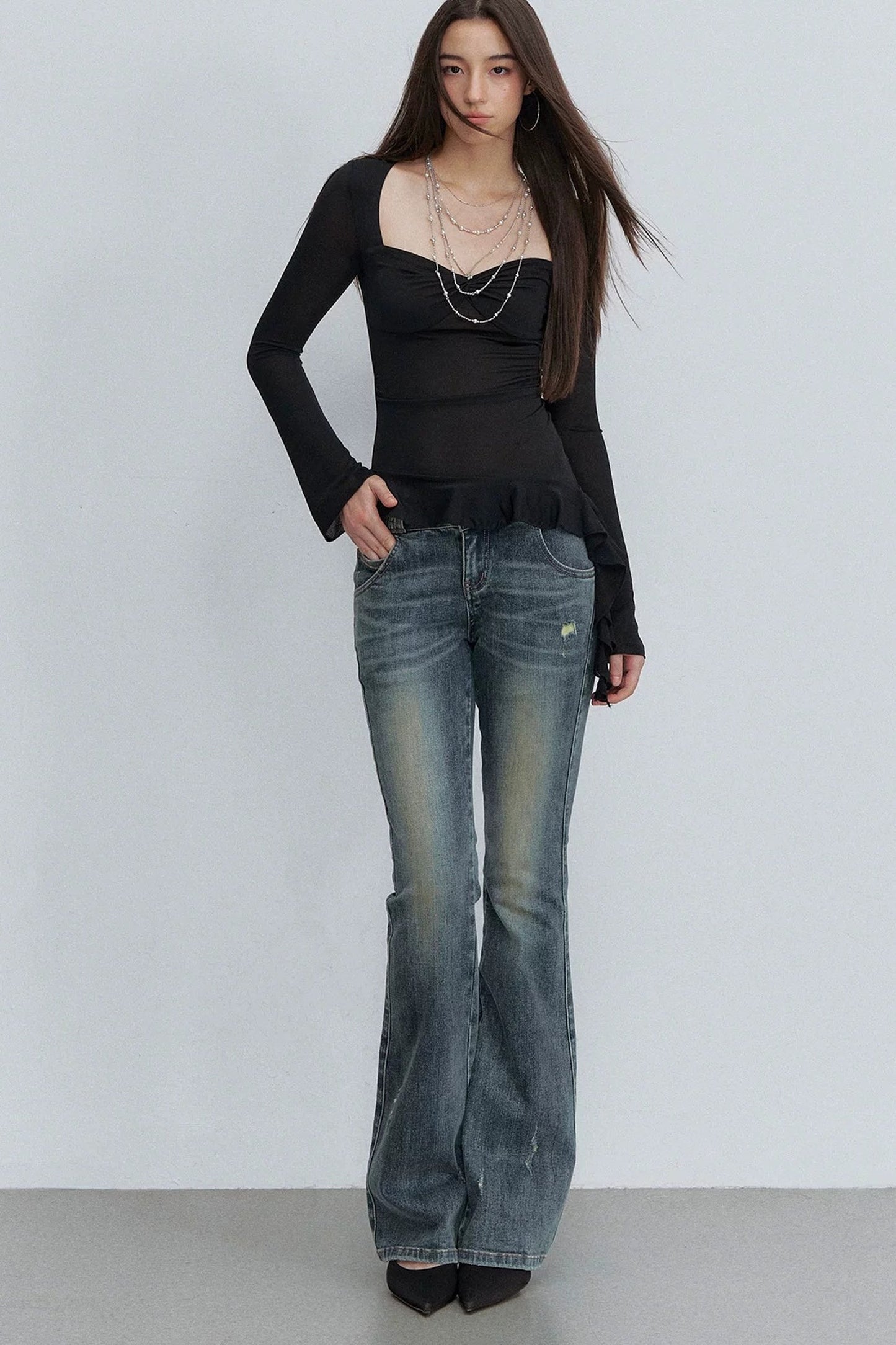 Twist Ruffle Pleated Blouse