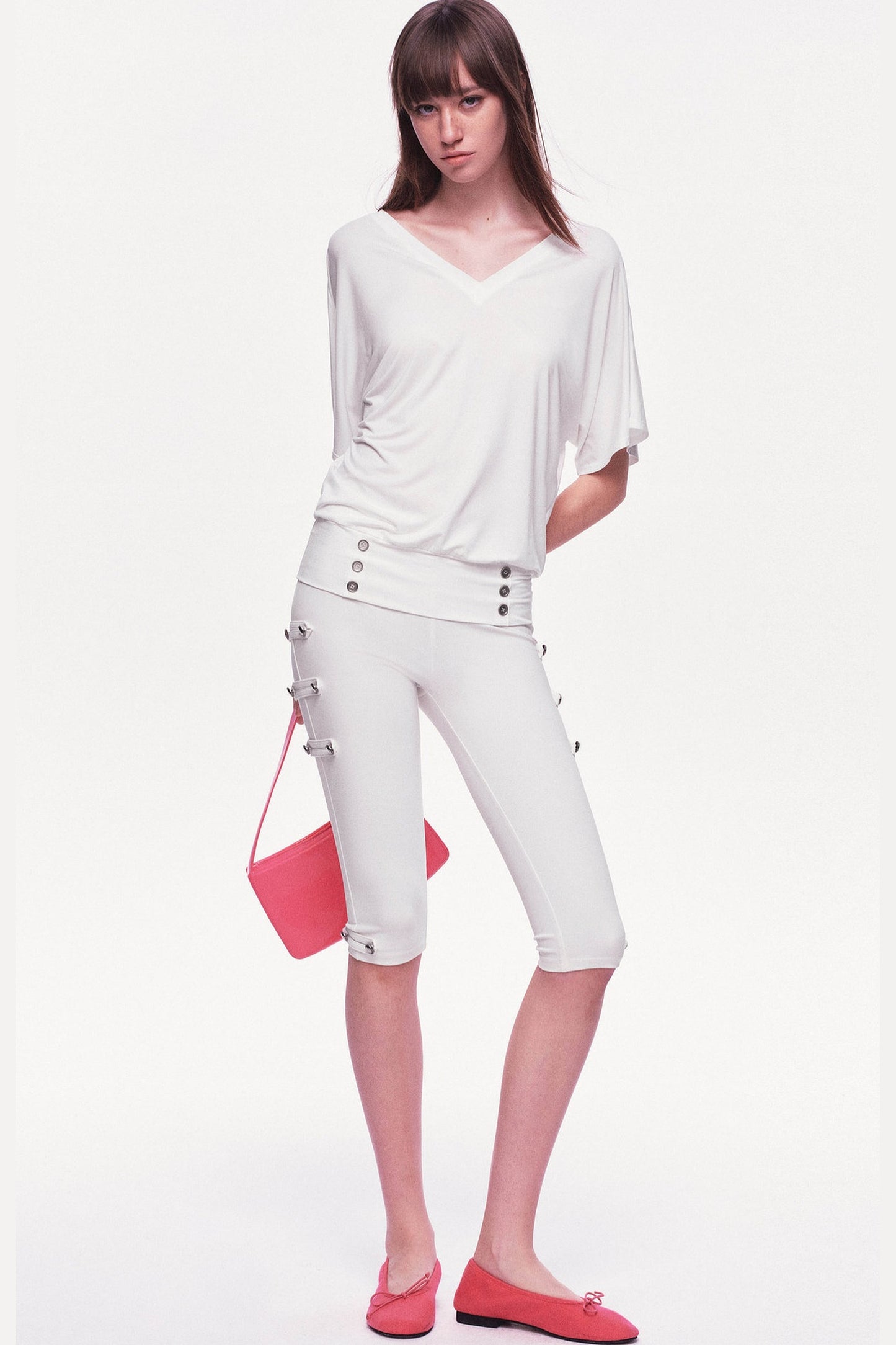 Modal Knit V-Neck Batwing Top