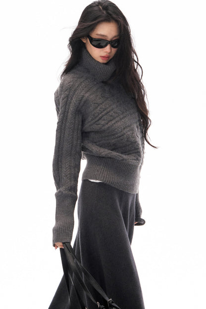 Knitted Jacket and Long A-Line Skirt Set-Up
