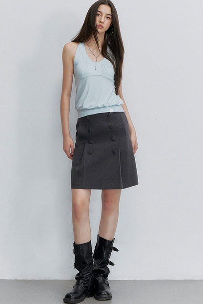 Pleated Racerback Halter Top