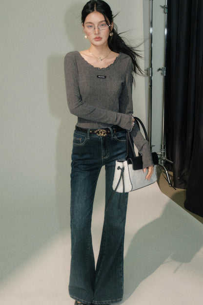 Ruffled Knit Top and Pants Set-Up
