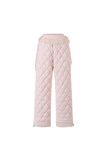 Pink Diamond Quilted Fleece Pants