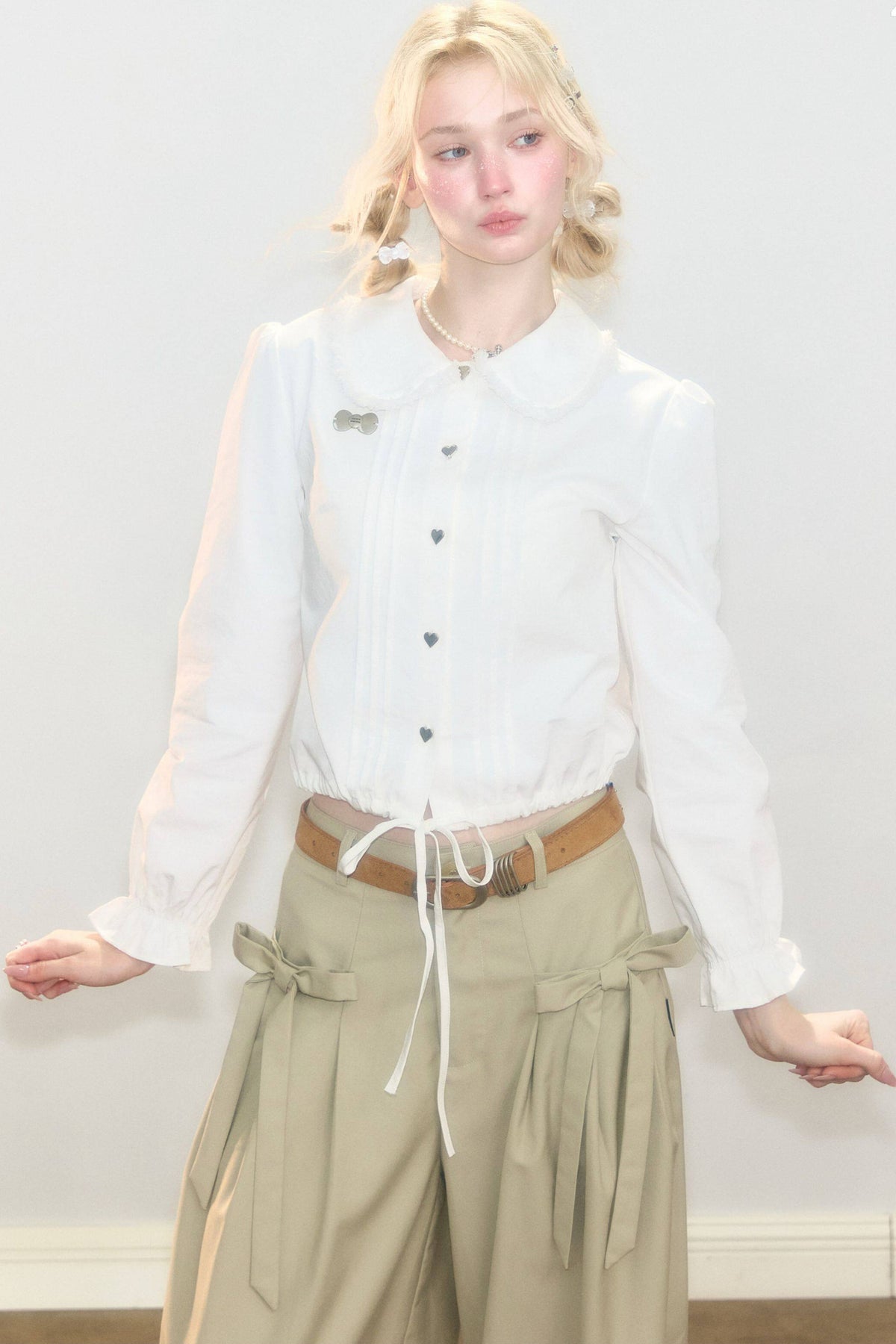 Tassel Doll Collar Short Shirt