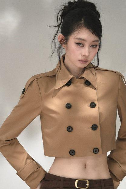 High-Waisted Double-Breasted Trench Coat