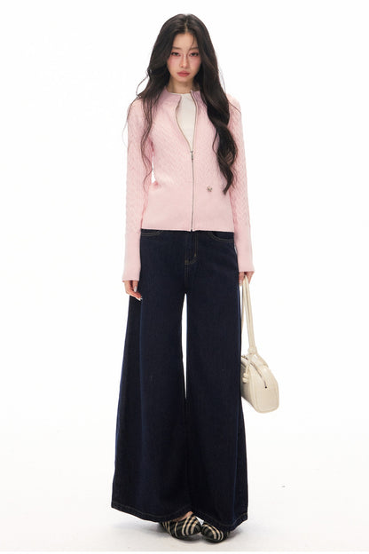 Long Sleeve Knitted Cardigan and Pants Set-Up