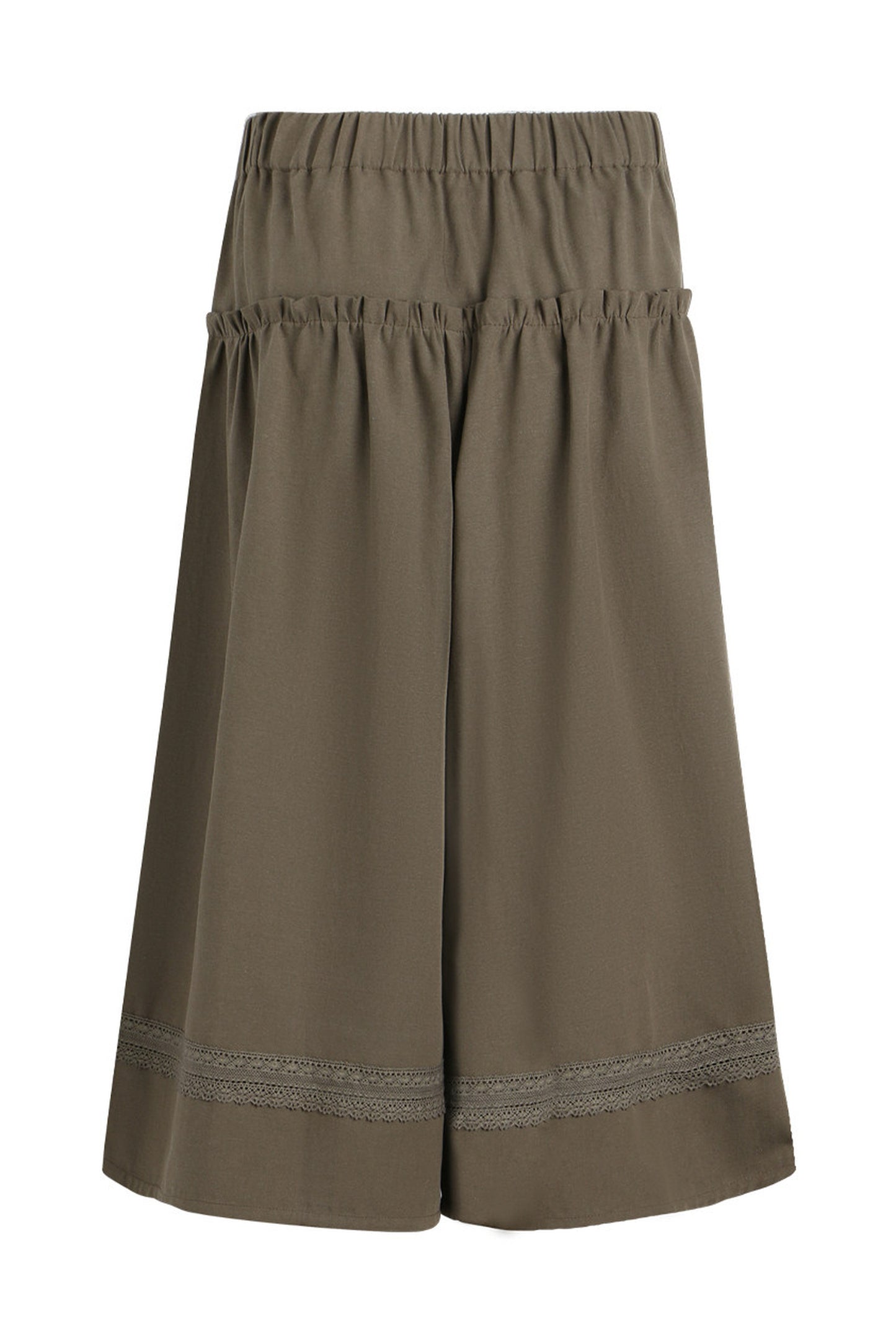 Elastic Waist Patchwork Wide-Leg Skirt Pants