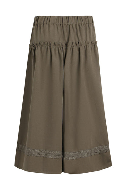 Elastic Waist Patchwork Wide-Leg Skirt Pants