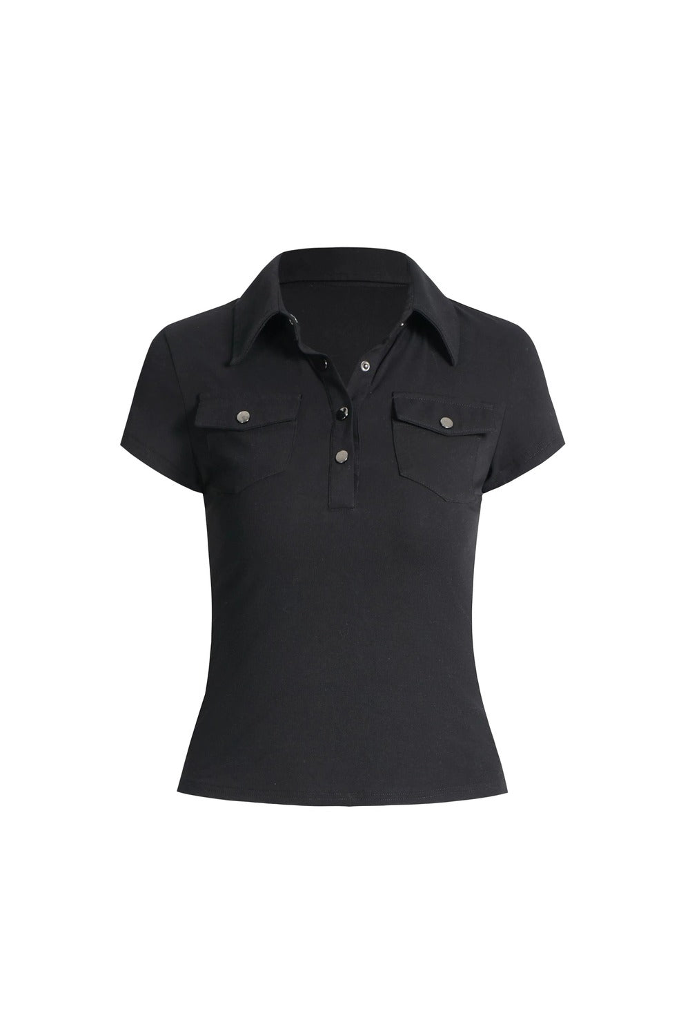Black Polo Collar Top