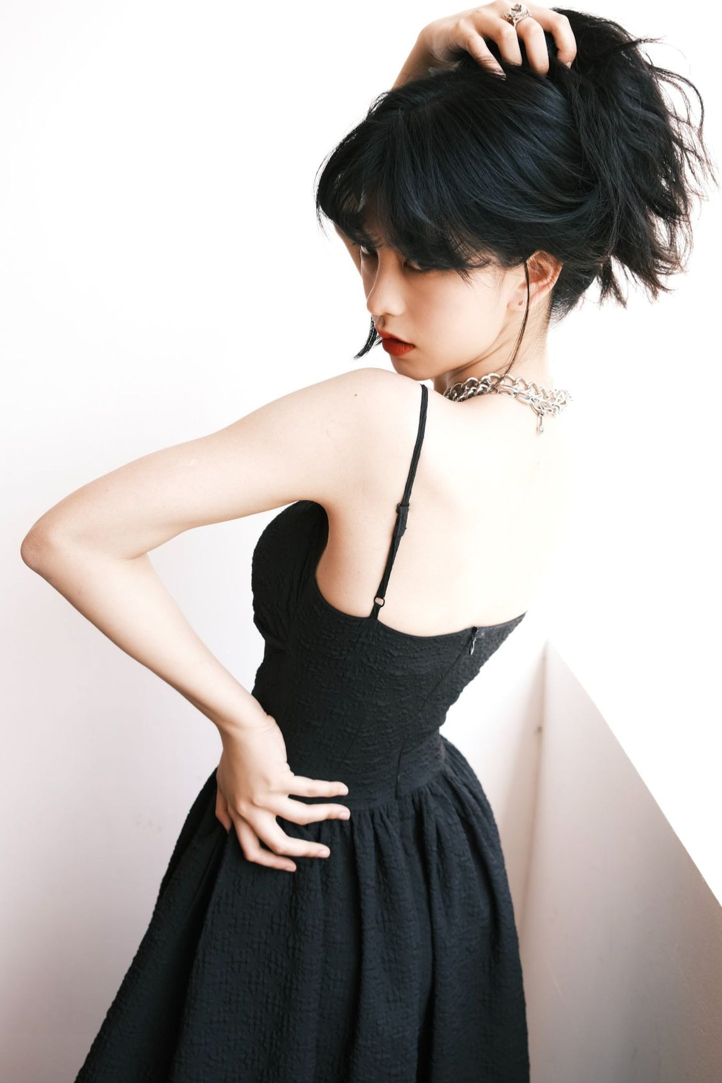 Elegant Jacquard Strap Dress