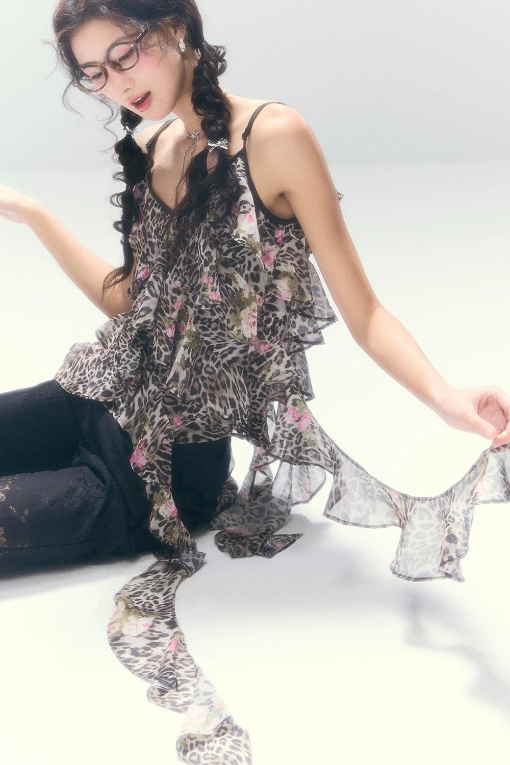 Leopard Print Irregular Chiffon Vest