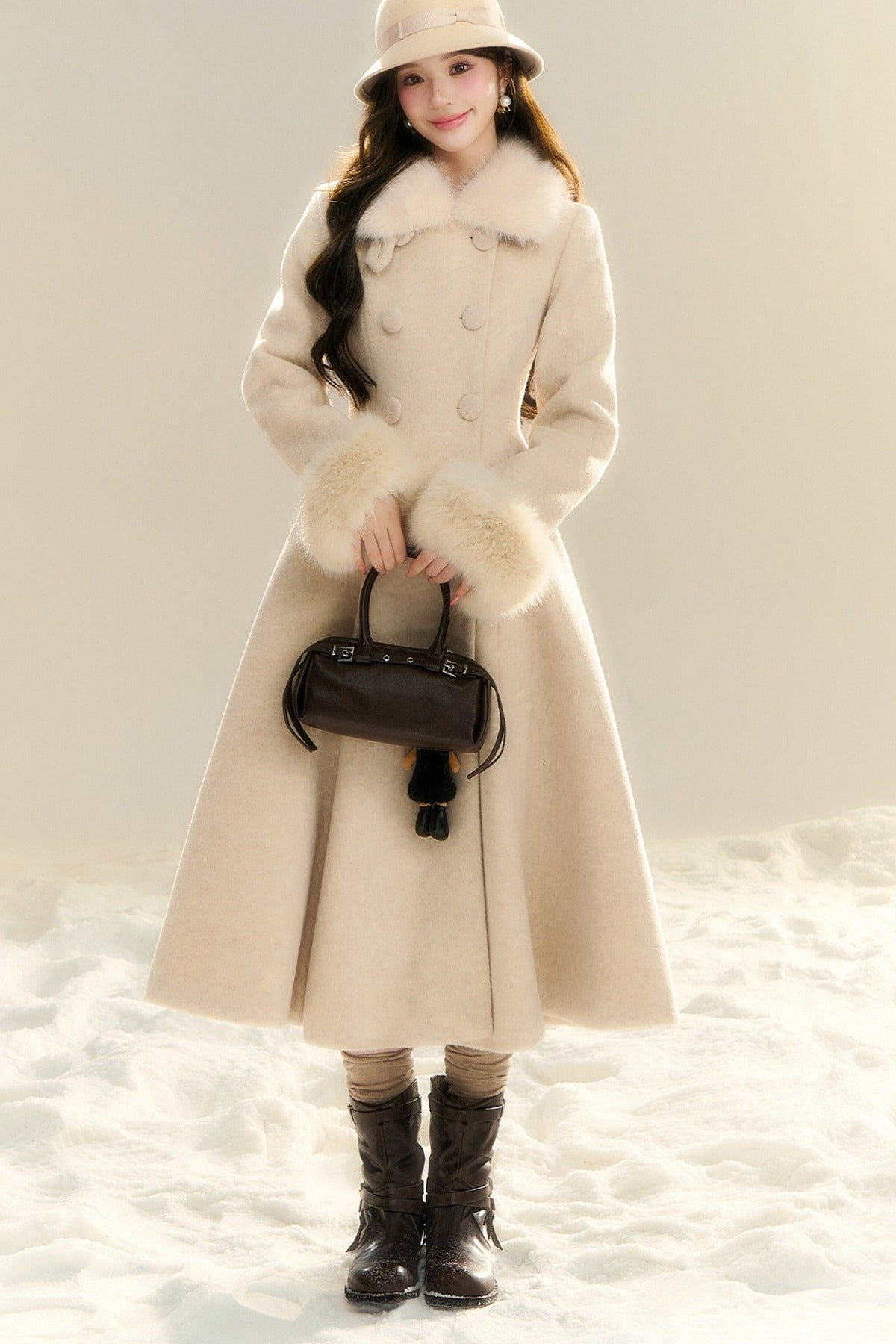 Oatmeal Camel Hepburn Style Long Coat