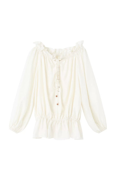 Off-Shoulder Lantern Sleeve Shirt