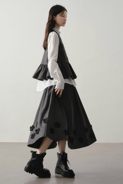Ruffle Collar Puff Sleeve Blouse