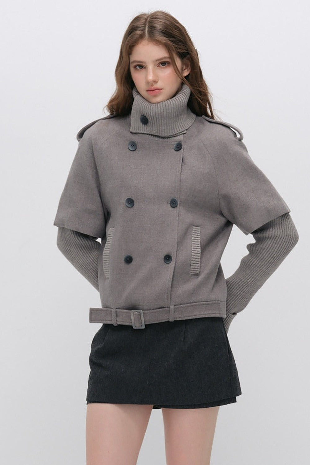 Belted Wool A-Line Skirt