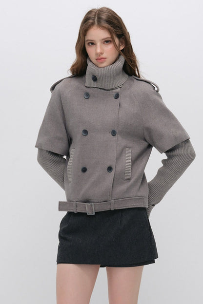 Belted Wool A-Line Skirt
