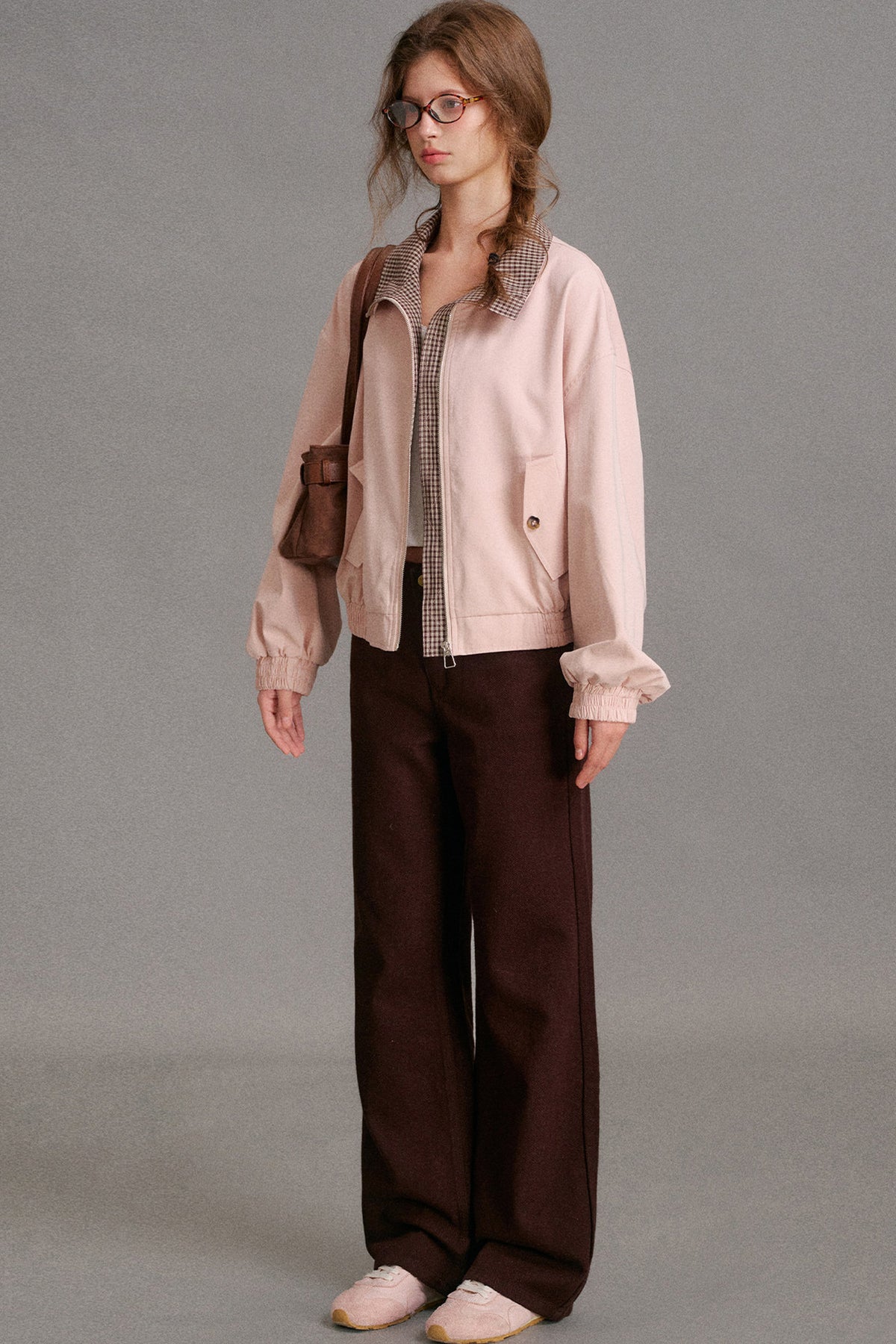 Mid-Waist Straight-Leg Plaid Bow Jeans