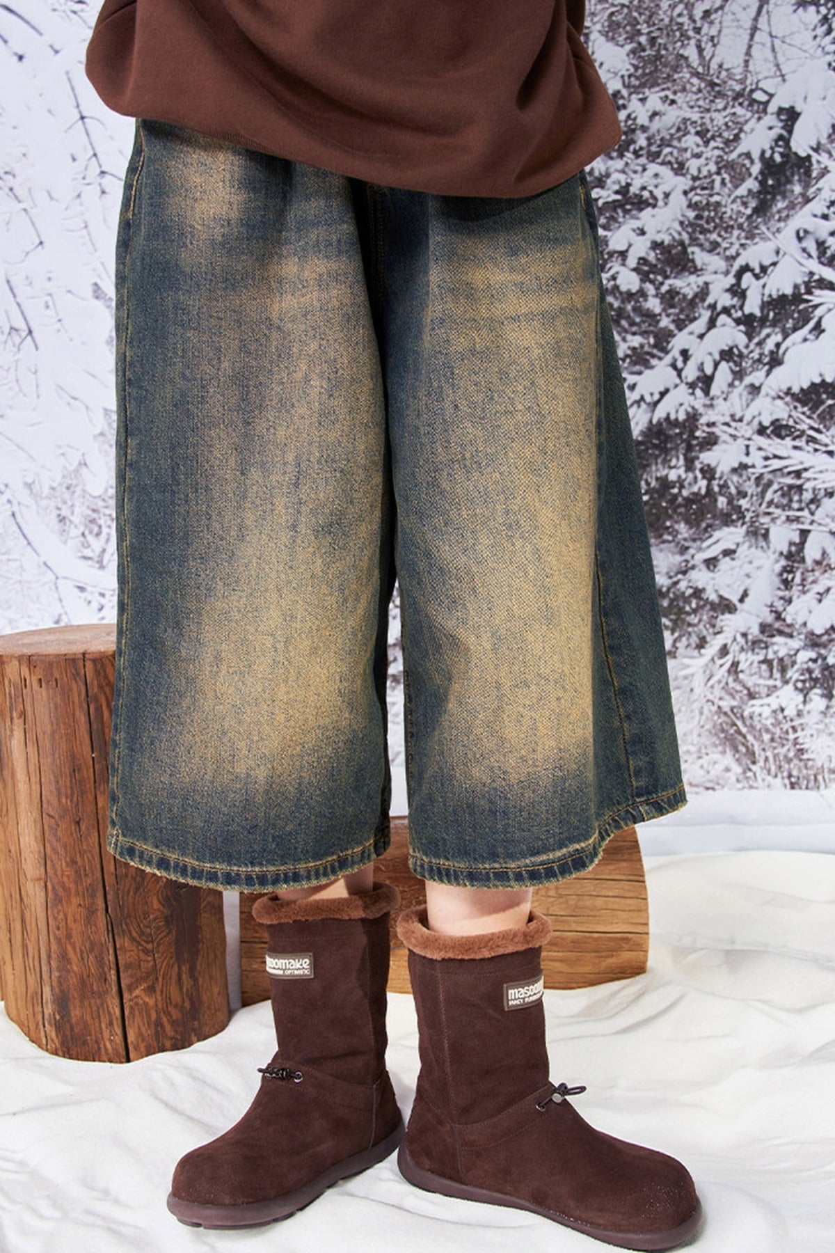 Fleece-Lined Flat Snow Boots